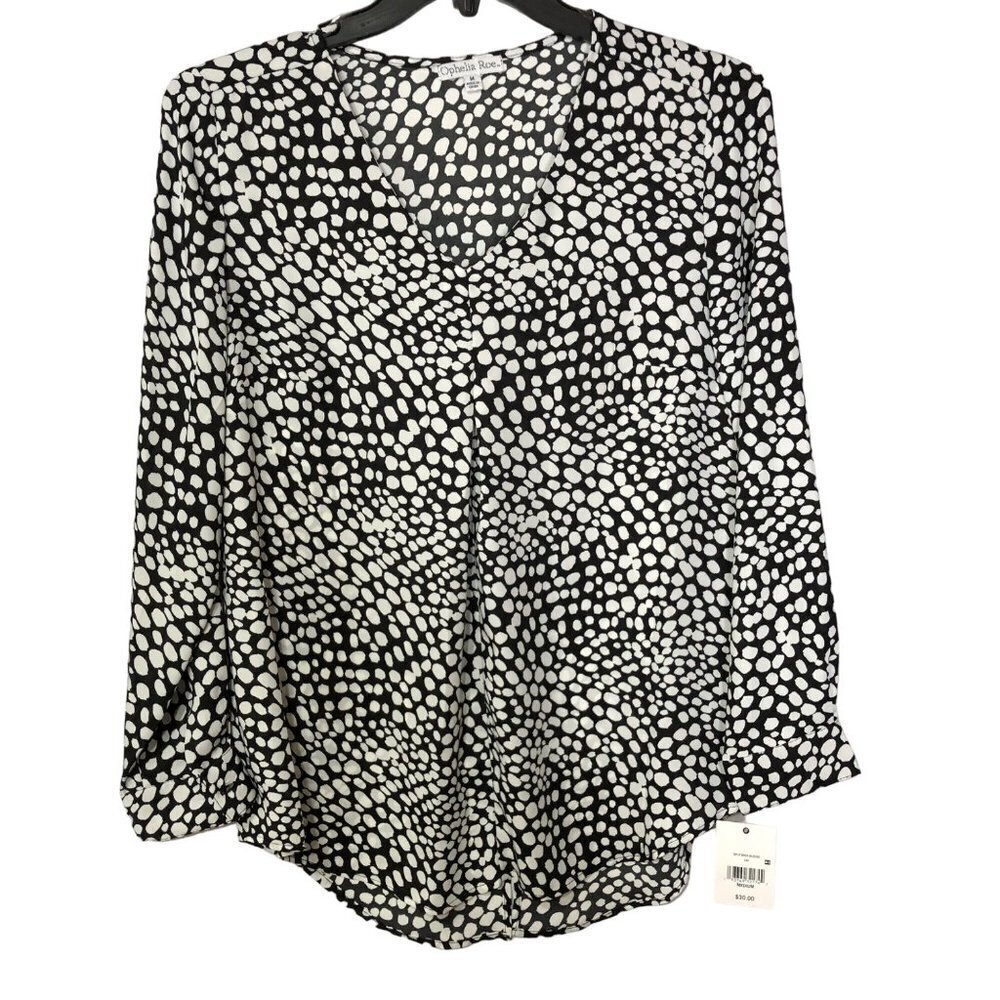 OPHELIA ROE LONG SLEEVE V NECK TOP‎ MD NEW WITH TAG